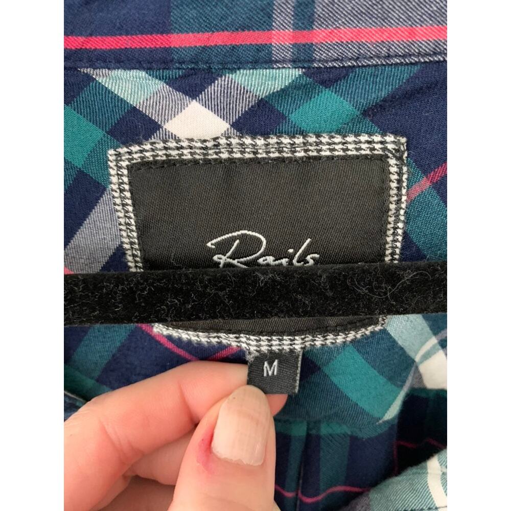 Rails Green And White Plaid Collared Button-Down … - image 2